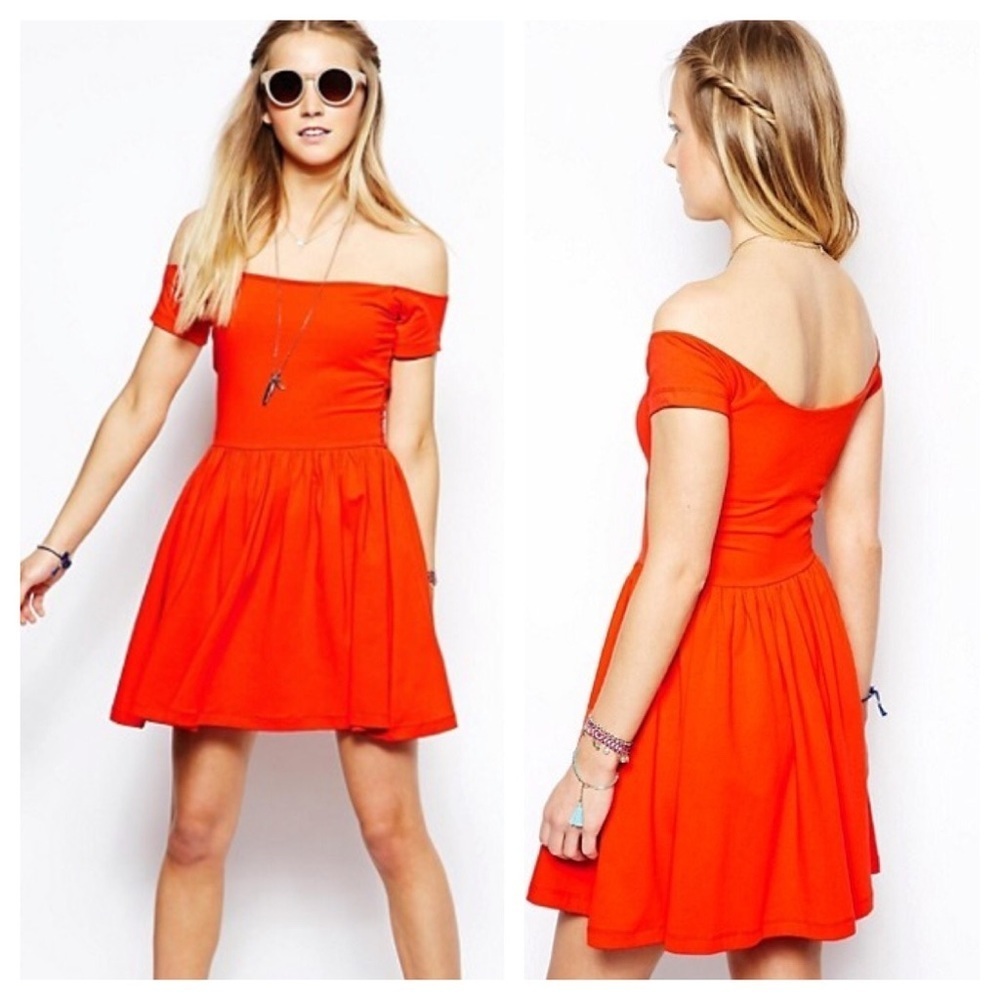 ASOS Off The Shoulder Mini Skater Dress